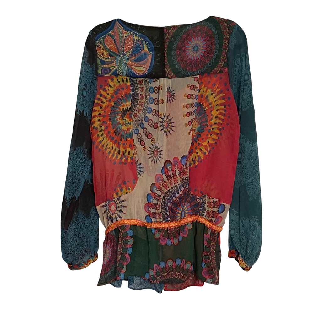 Desigual Long Sleeve Patchwork Mandala Blouse Top… - image 2